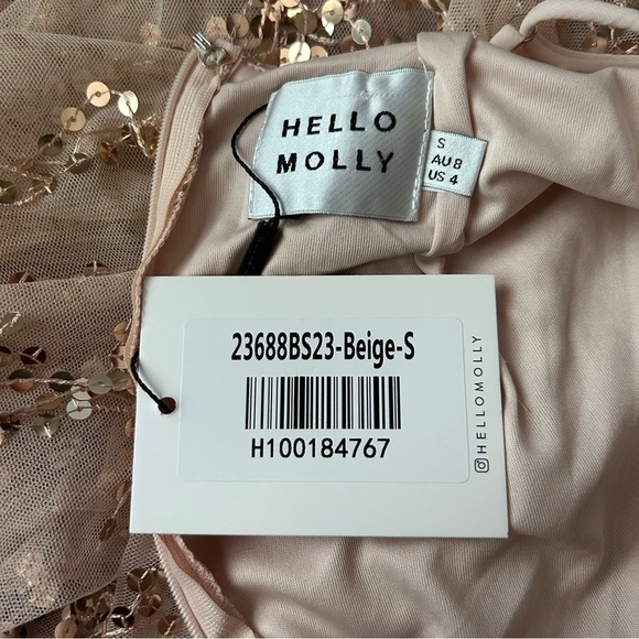 NWT Hello Molly Heightened Perspective Sequin Midi Dress in Beige Sz S - Picture 11 of 11